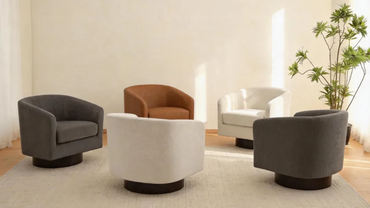 Cavian Mid-Century Modern Swivel Barrel Chair - Dreamsidea