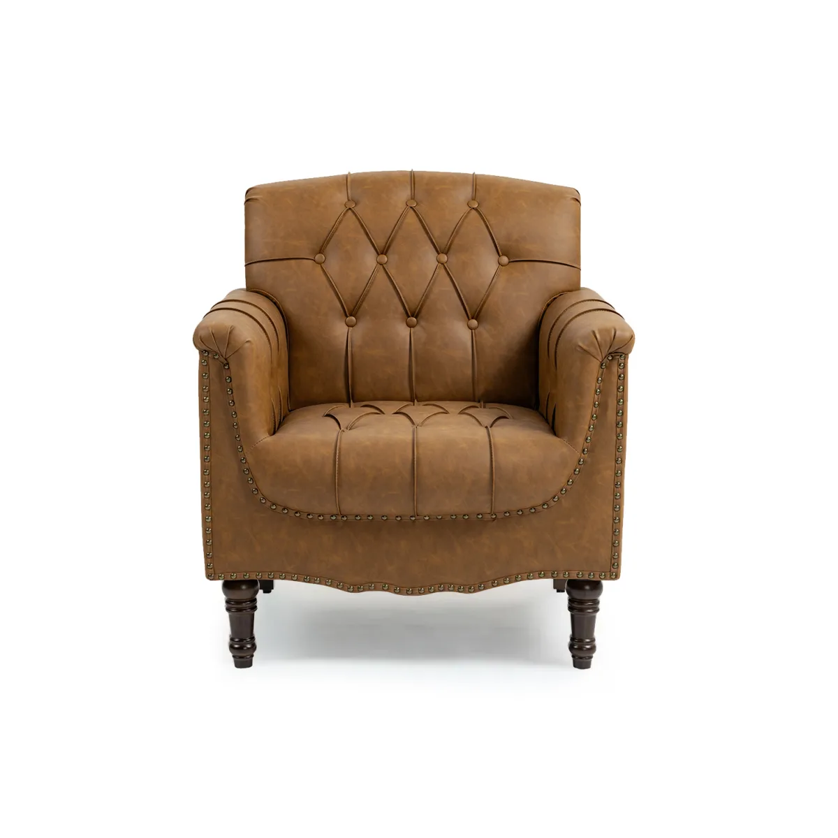 Rexington Chesterfield Tufted Faux Leather Armchair - Image 1