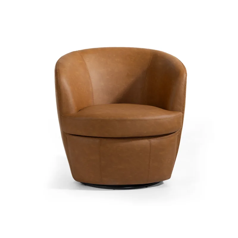 Corvan Faux Leather Swivel Barrel Chair