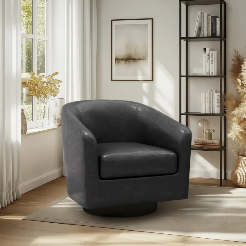 Cavian Mid-Century Modern Swivel Barrel Chair - Image 9