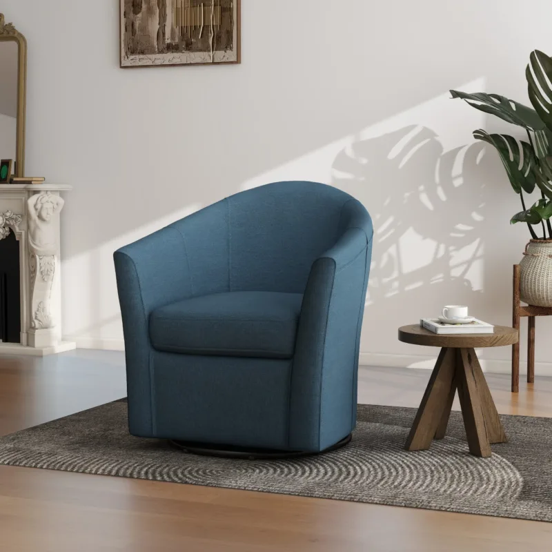 Kianor Modern Linen Blend Swivel Barrel Chair - Image 6