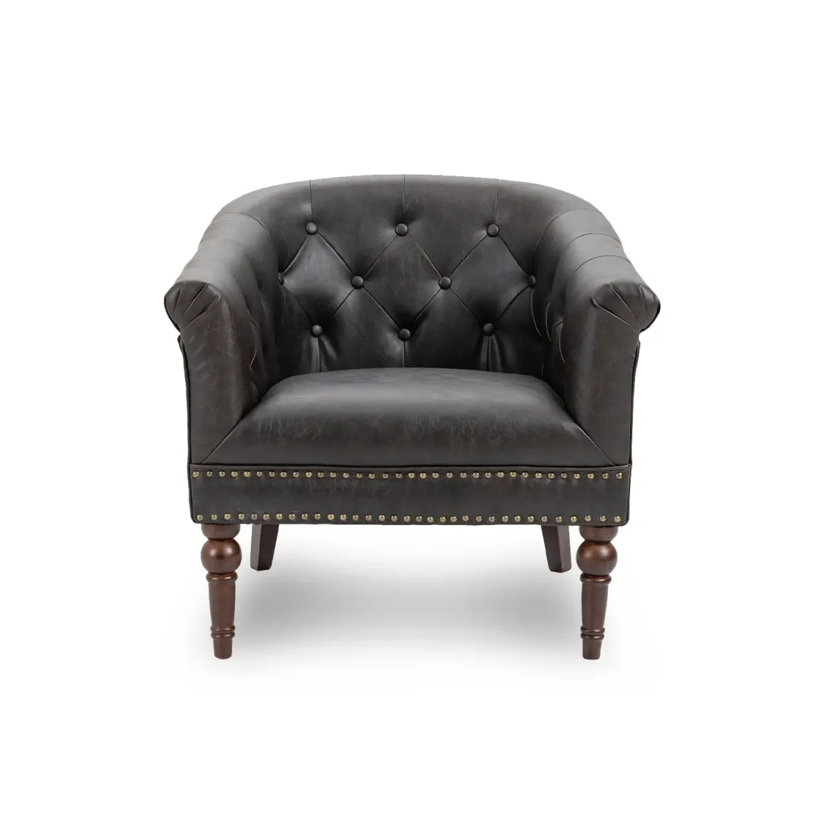 Brieton Button Tufted Faux Leather Club Chair - Image 1