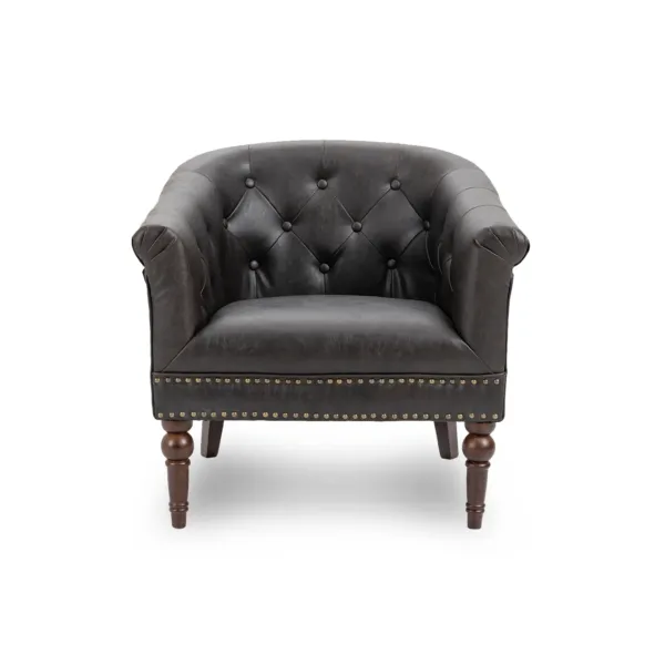 Kathi Faux Leather Barrel Chair Club Chair