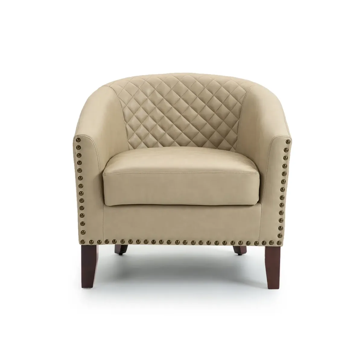 Lorvek Quilted Diamond Faux Leather Barrel Chair - Image 1