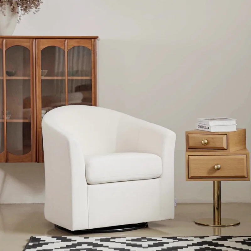 Kianor Modern Upholstered Swivel Barrel Chair - Image 2