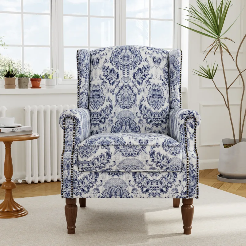 Rosven Floral Wingback Accent Chair with Nailheads - Image 5