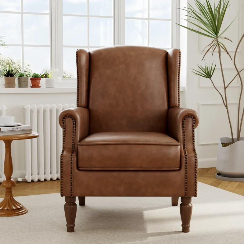 Rosven Floral Wingback Accent Chair with Nailheads - Image 11
