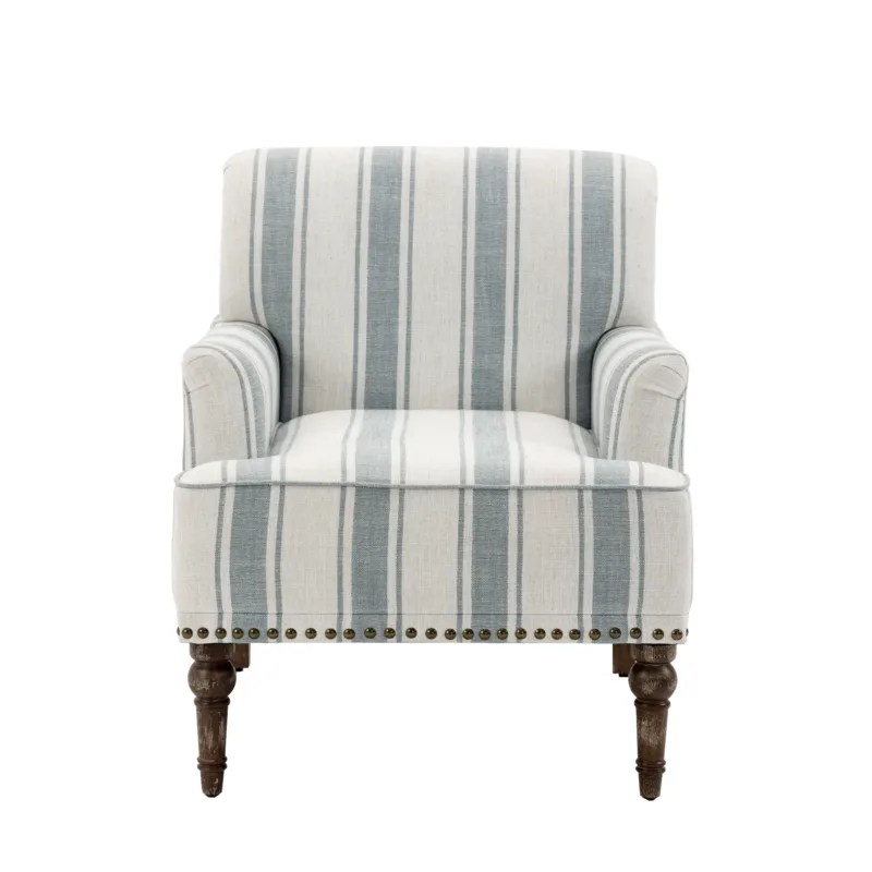 Lomace Farmhouse Stripe Fabric Upholstered Armchair - Image 4