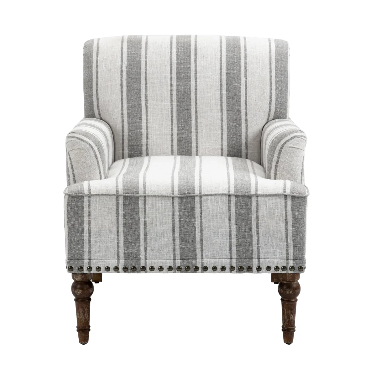 Lomace Farmhouse Stripe Fabric Upholstered Armchair - Image 3