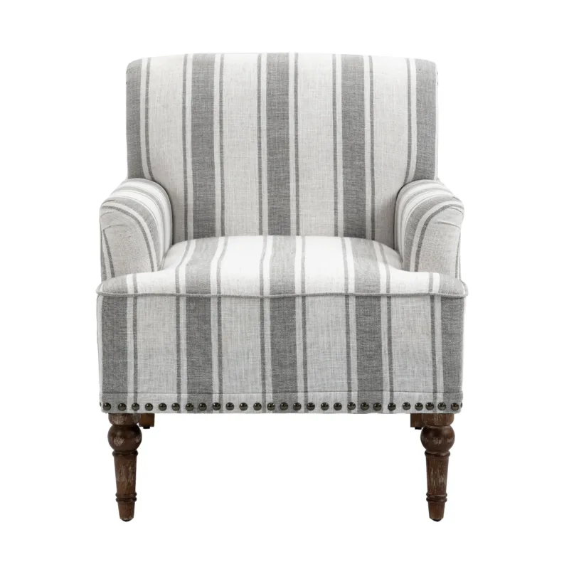 Lomace Farmhouse Stripe Fabric Upholstered Armchair - Image 3