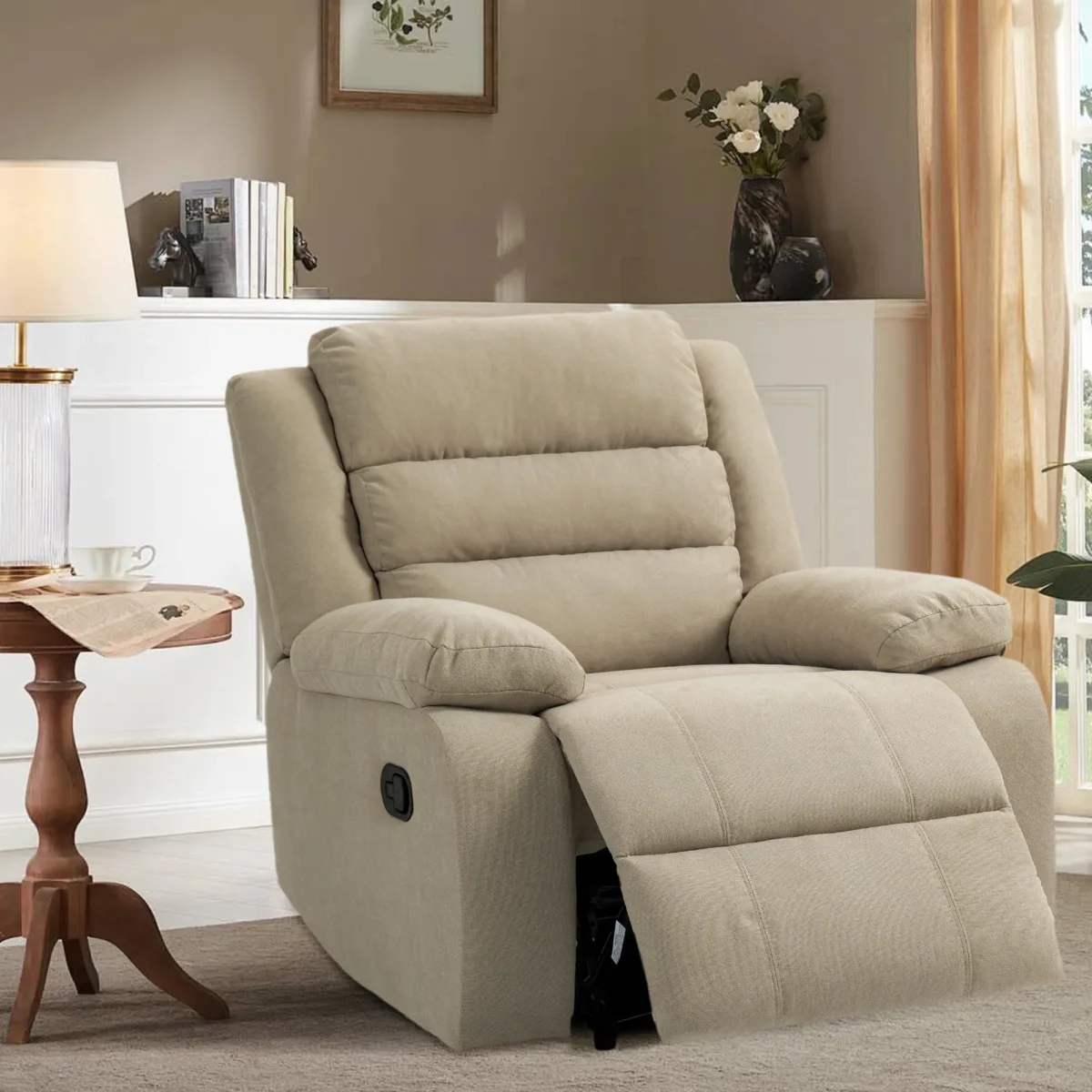 Faelor Modern Overstuffed Fabric Recliner - Image 9