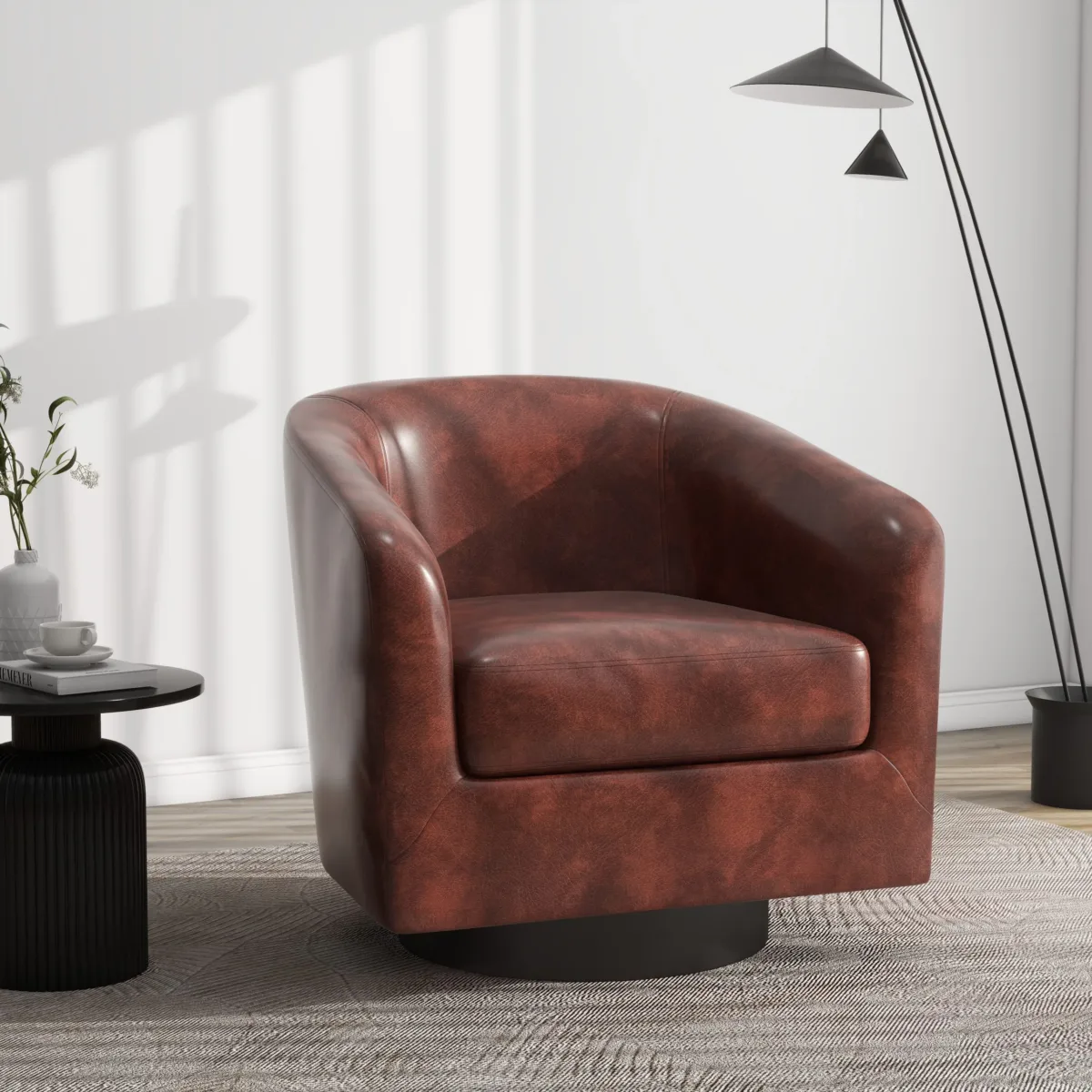 Cavian Mid-Century Modern Swivel Barrel Chair - Image 3