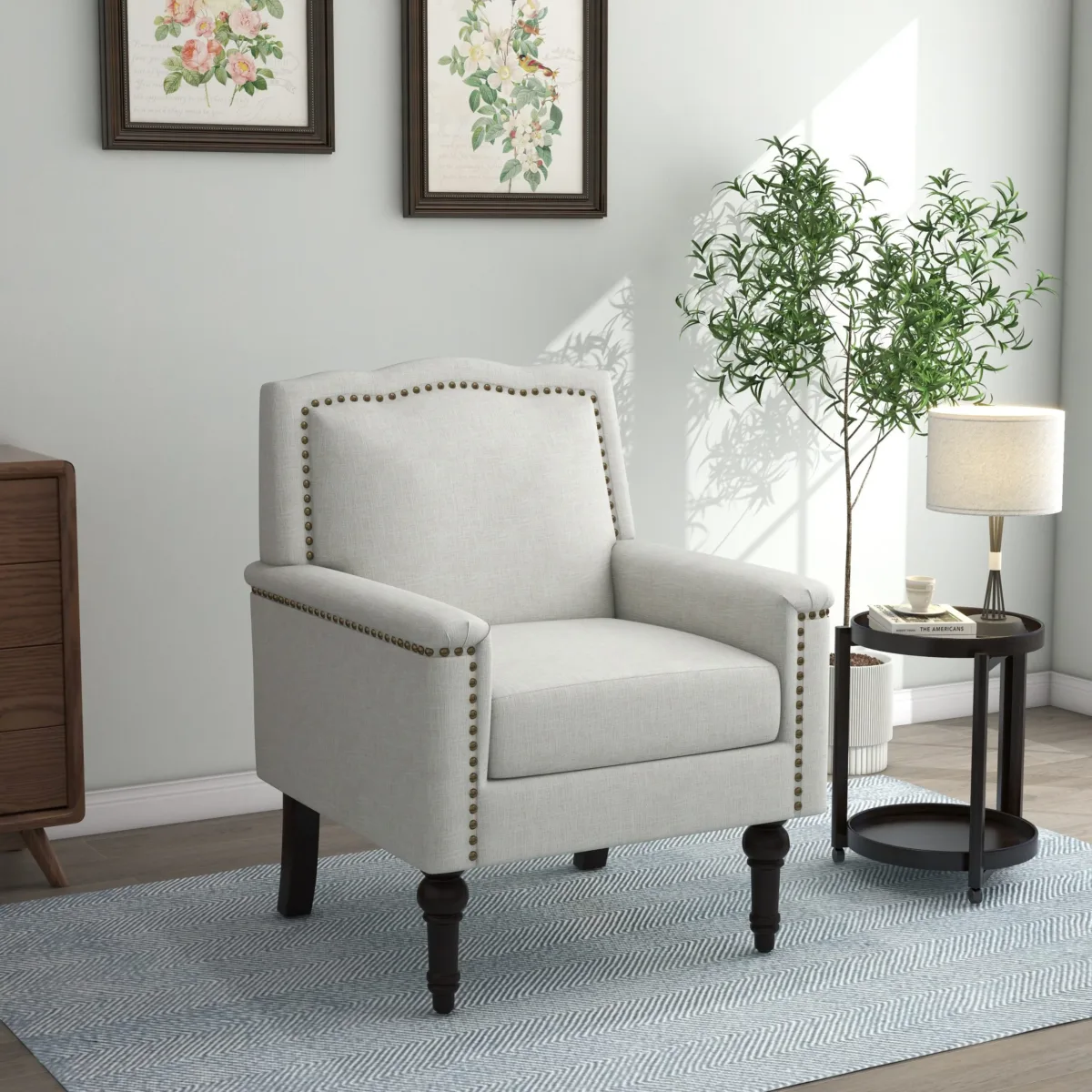 Corlie Scalloped Top Rail Armchair with Nailheads - Image 2