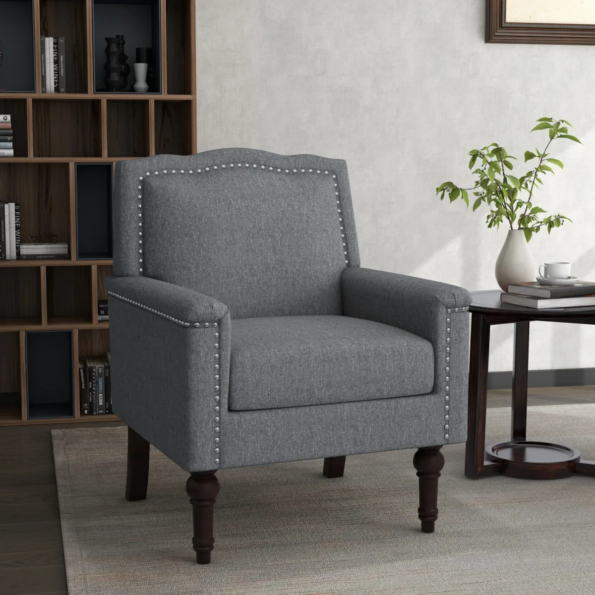 Corlie Scalloped Top Rail Armchair with Nailheads - Image 3