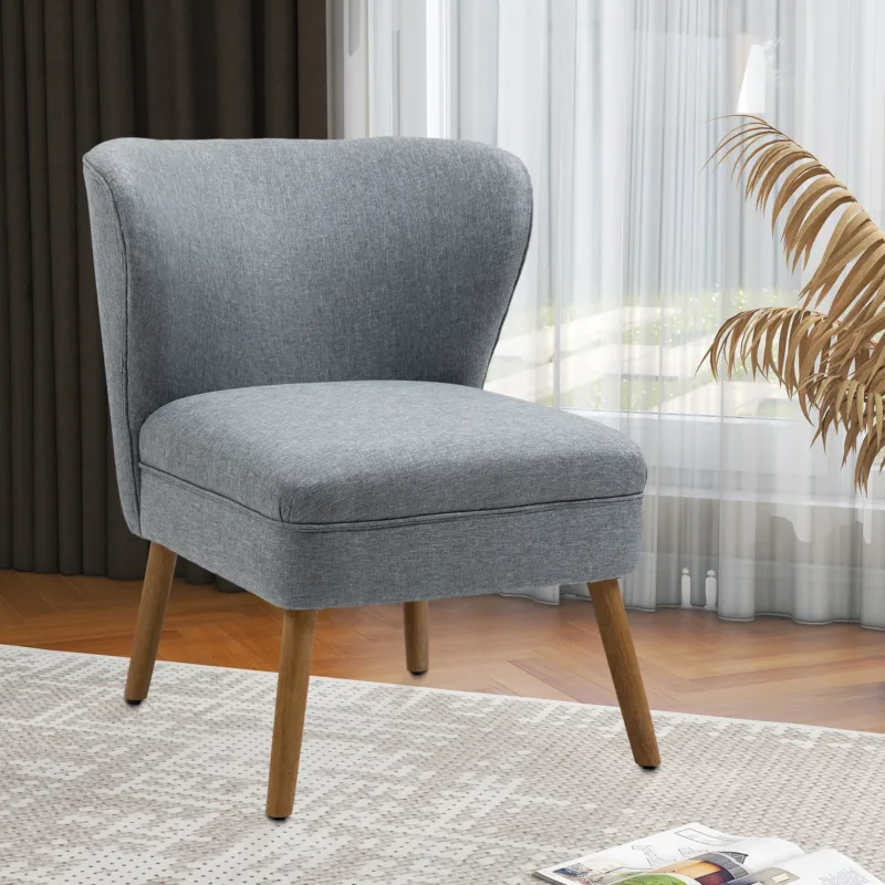 Rionce Faux Linen Upholstered Slipper Chair - Image 3
