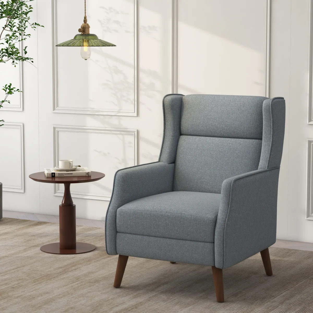 Carise Cotton Linen Upholstered Wingback Chair - Image 3