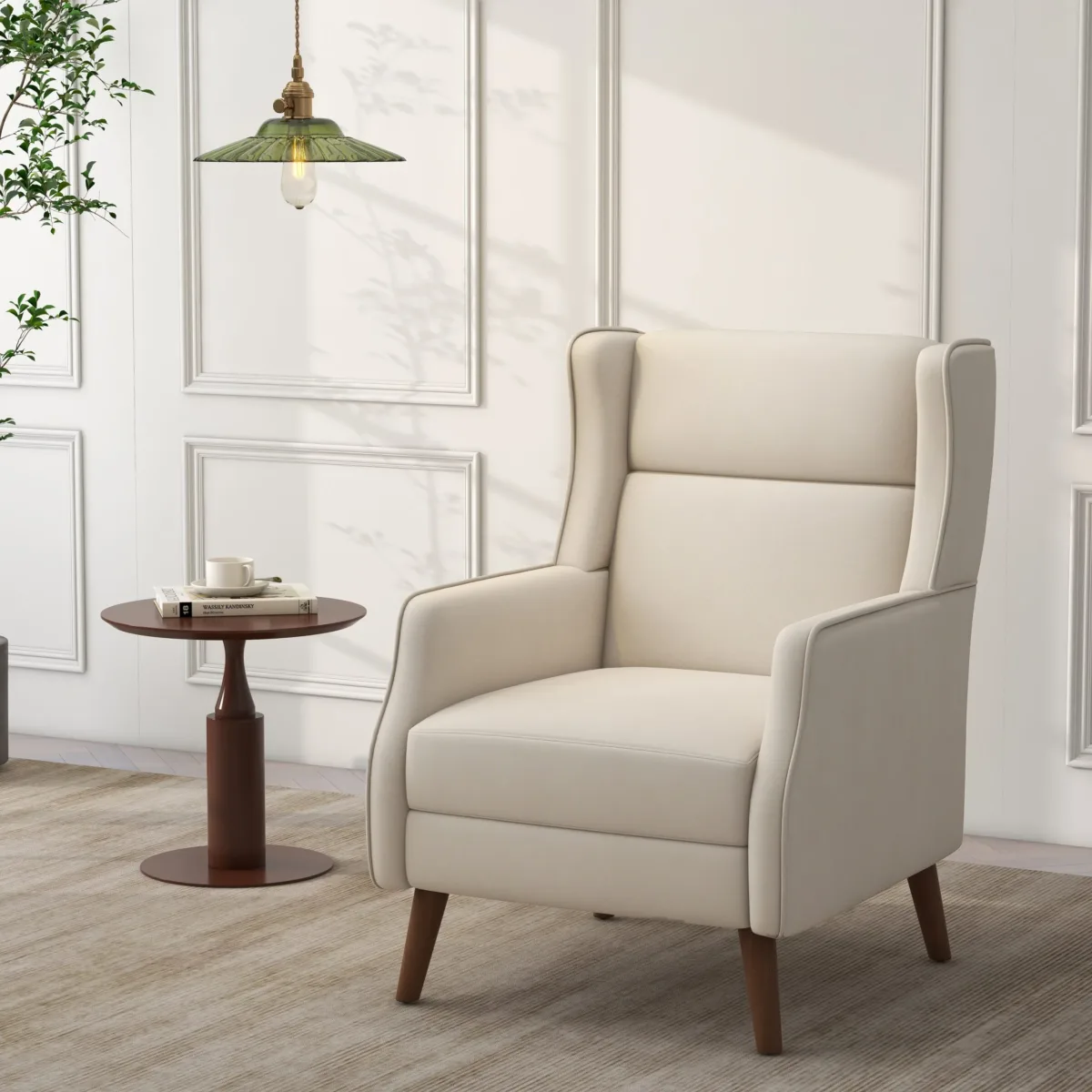 Carise Cotton Linen Upholstered Wingback Chair - Image 2