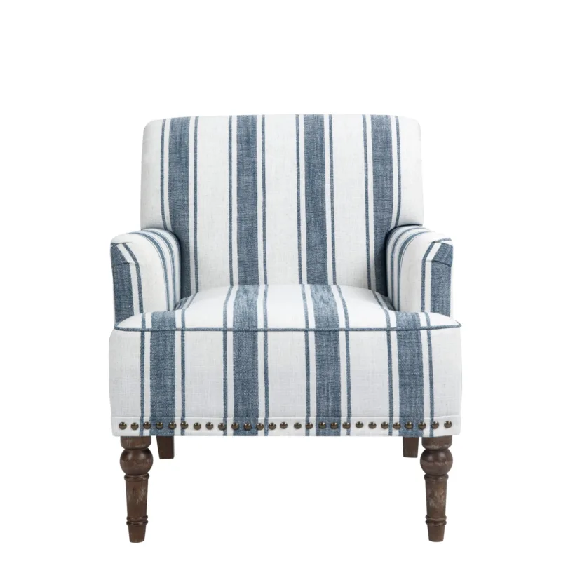 Lomace Farmhouse Stripe Fabric Upholstered Armchair - Image 2