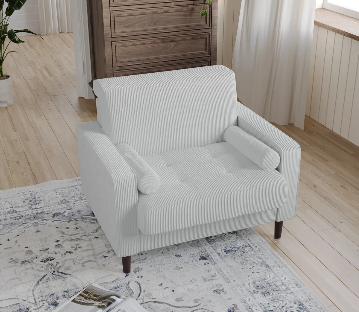 Jovix Track Arm Corduroy Upholstered Accent Chair - Image 12