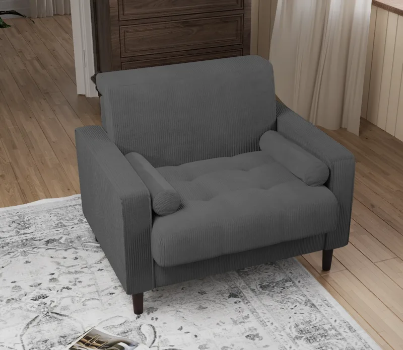 Jovix Track Arm Corduroy Upholstered Accent Chair - Image 11