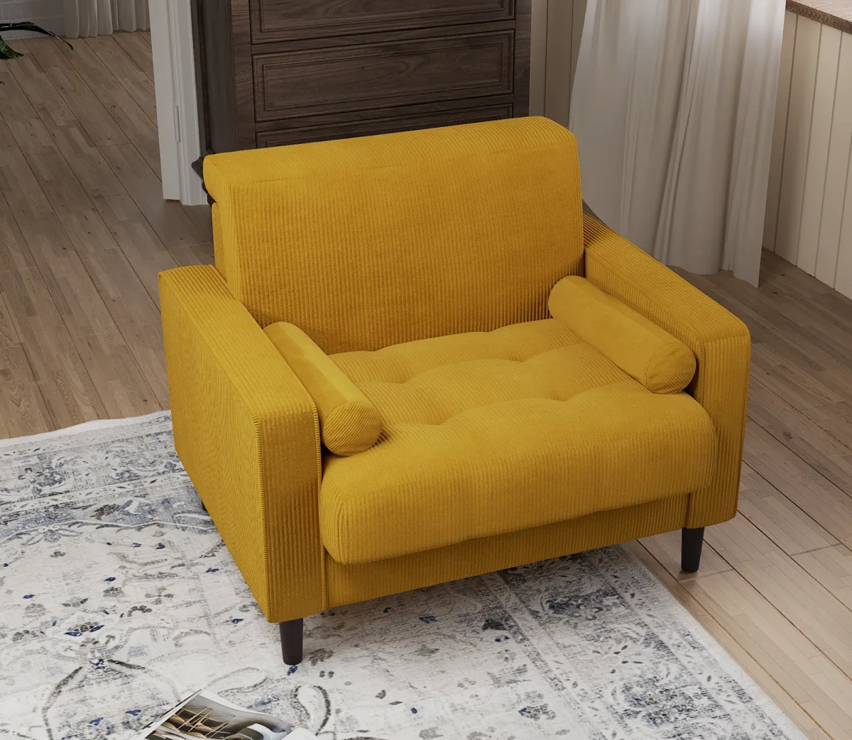 Jovix Track Arm Corduroy Upholstered Accent Chair - Image 7