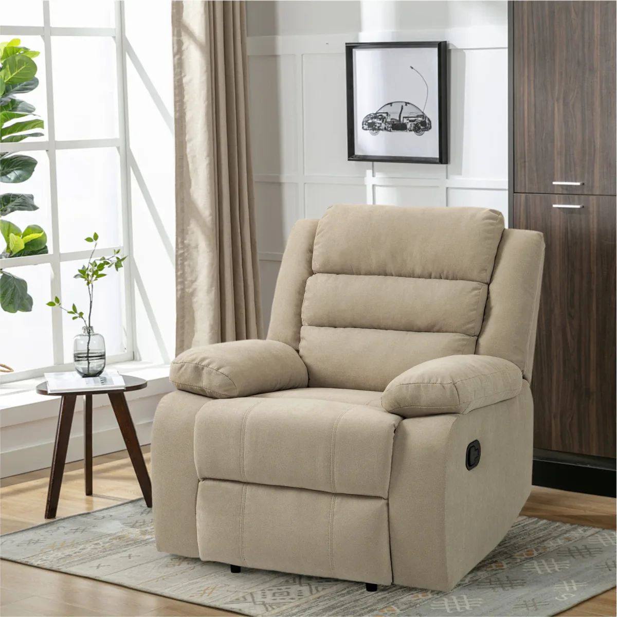 Faelor Modern Overstuffed Fabric Recliner - Image 4