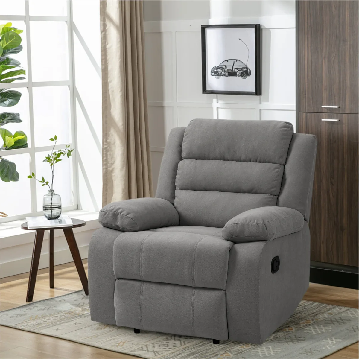 Faelor Modern Overstuffed Fabric Recliner - Image 3