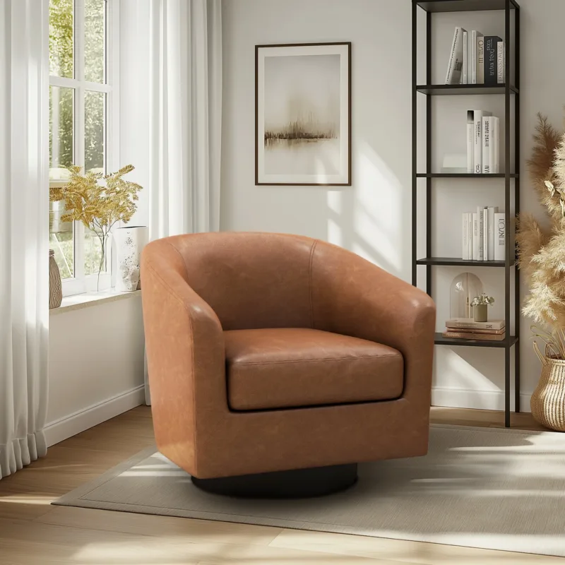 Cavian Mid-Century Modern Swivel Barrel Chair - Image 10