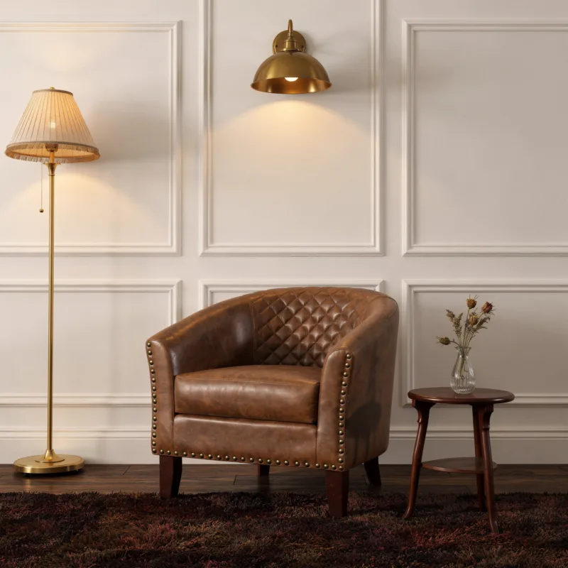 Lorvek Quilted Diamond Faux Leather Barrel Chair - Image 2