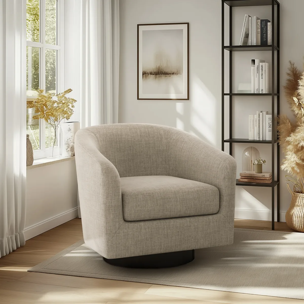 Cavian Mid-Century Modern Swivel Barrel Chair - Image 8