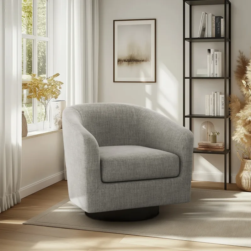 Cavian Mid-Century Modern Swivel Barrel Chair - Image 4