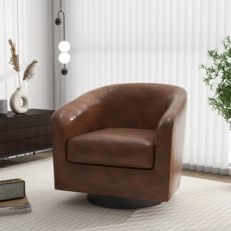 Cavian Mid-Century Modern Swivel Barrel Chair - Image 11