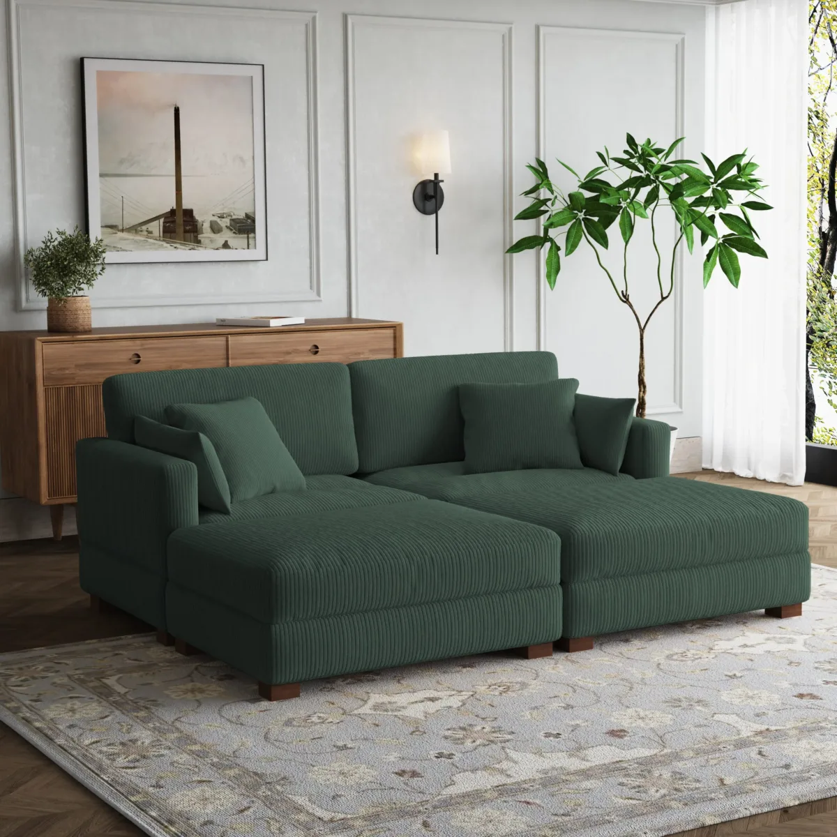 Auralyn 4-Piece Modular Corduroy Sectional Sofa - Image 4