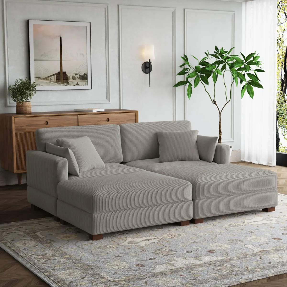 Auralyn 4-Piece Modular Corduroy Sectional Sofa - Image 3