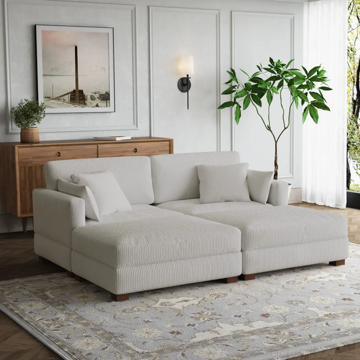 Auralyn 4-Piece Modular Corduroy Sectional Sofa - Image 1