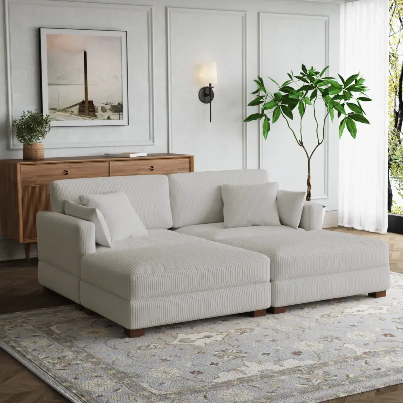 Auralyn 4-Piece Modular Corduroy Sectional Sofa
