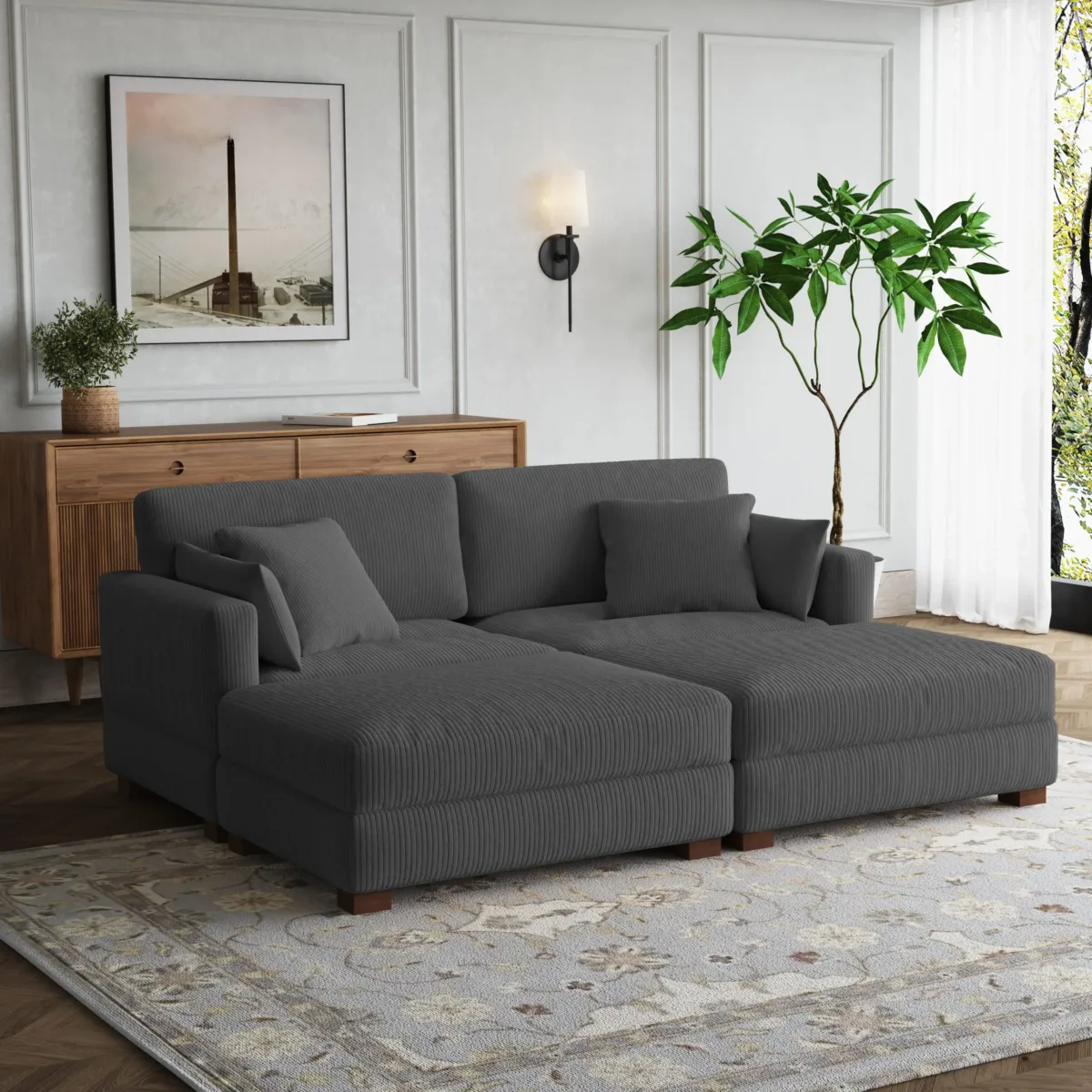 Auralyn 4-Piece Modular Corduroy Sectional Sofa - Image 6