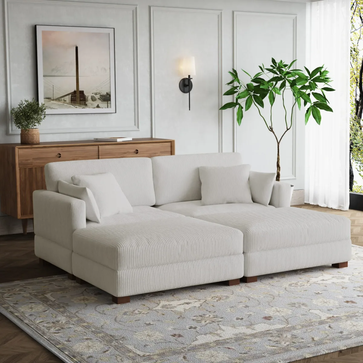 Auralyn 4-Piece Modular Corduroy Sectional Sofa - Image 7