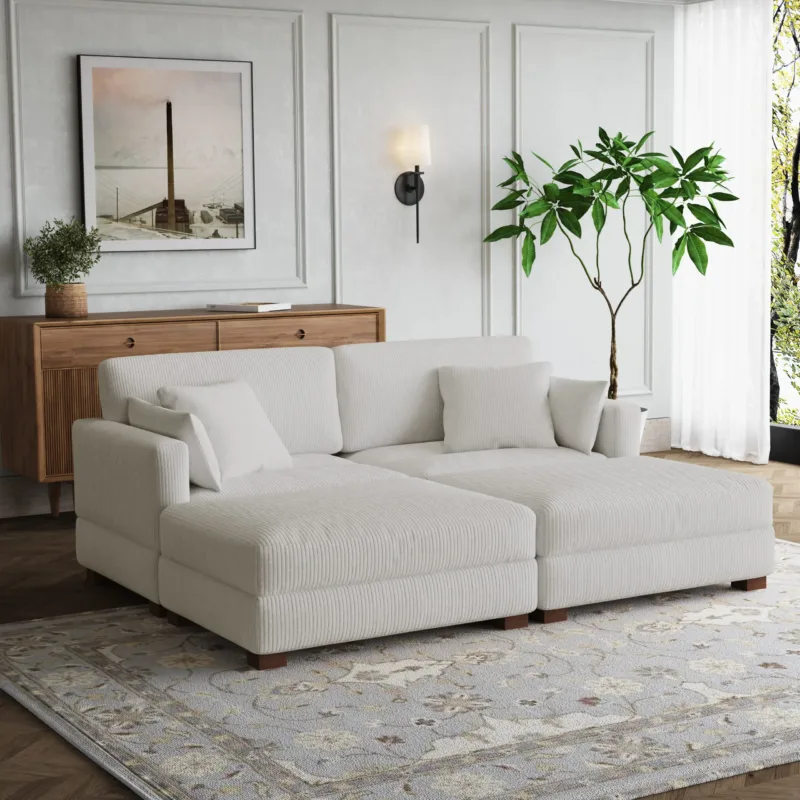 Auralyn 4-Piece Modular Corduroy Sectional Sofa - Image 7