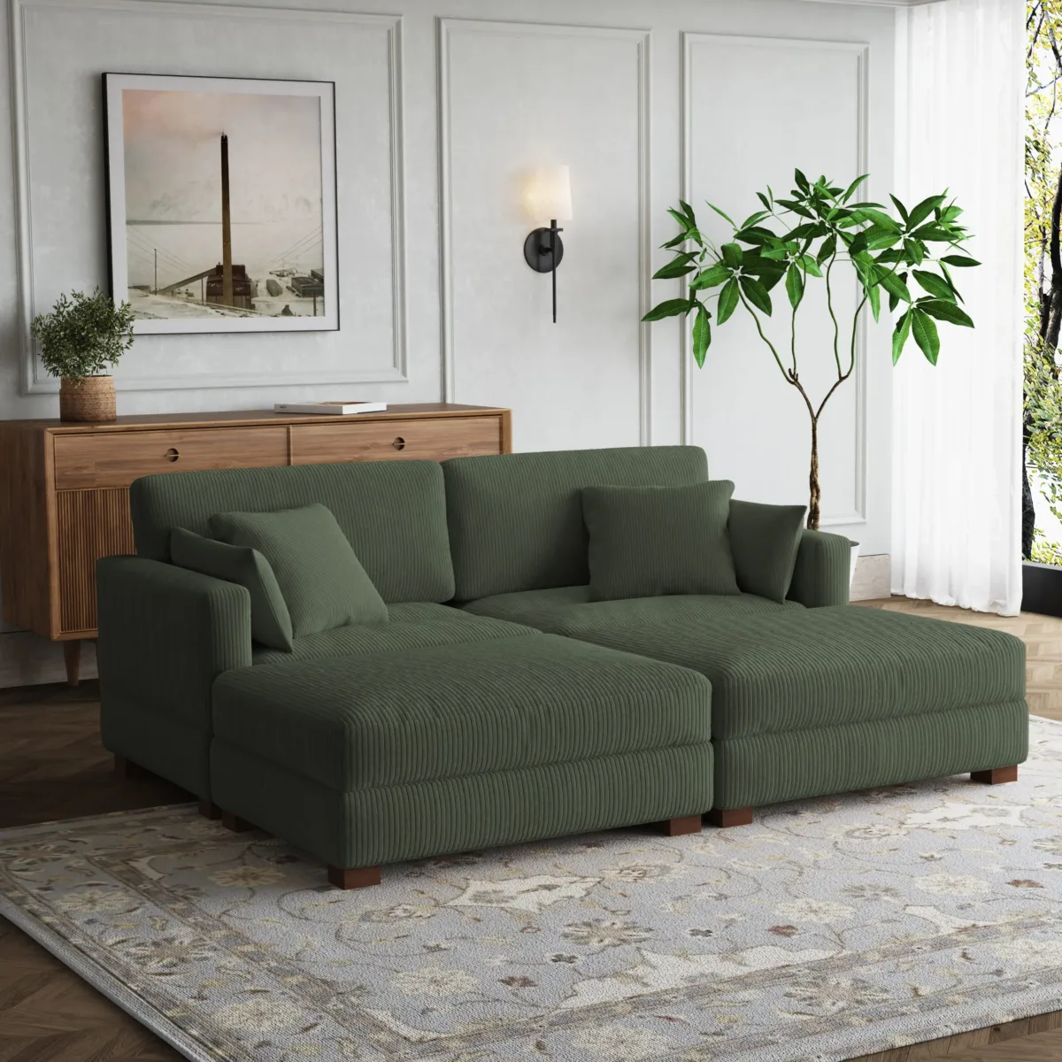Auralyn 4-Piece Modular Corduroy Sectional Sofa - Image 5
