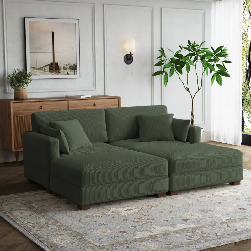 Auralyn 4-Piece Modular Corduroy Sectional Sofa - Image 5