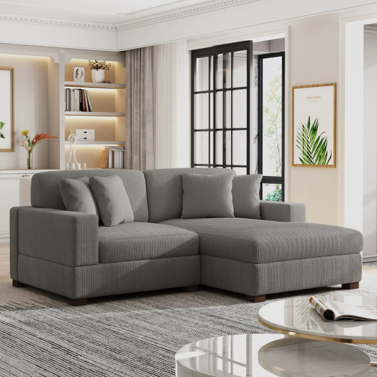 Phydra 2-Piece L-Shape Corduroy Sectional Sofa - Image 4