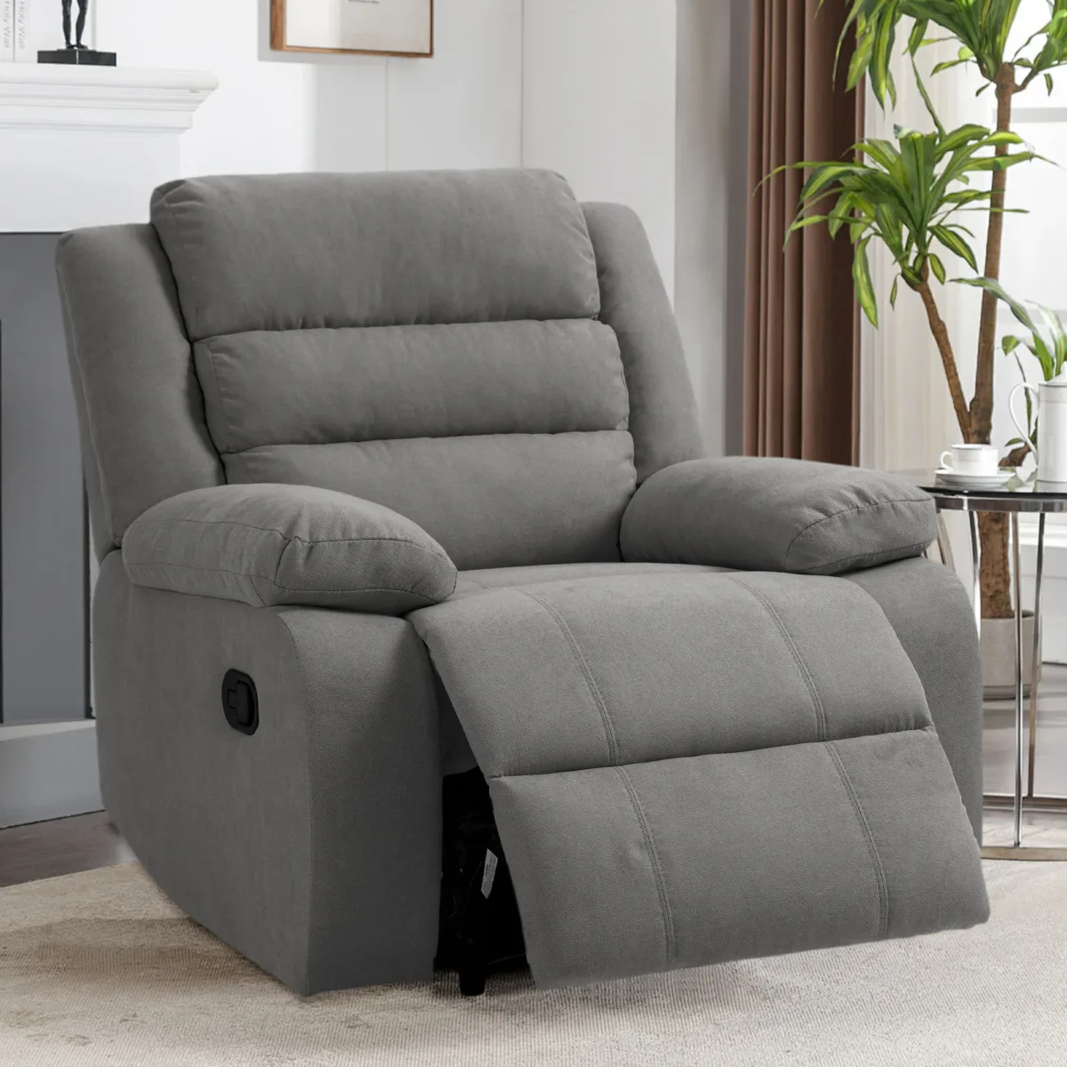 Faelor Modern Overstuffed Fabric Recliner - Image 6
