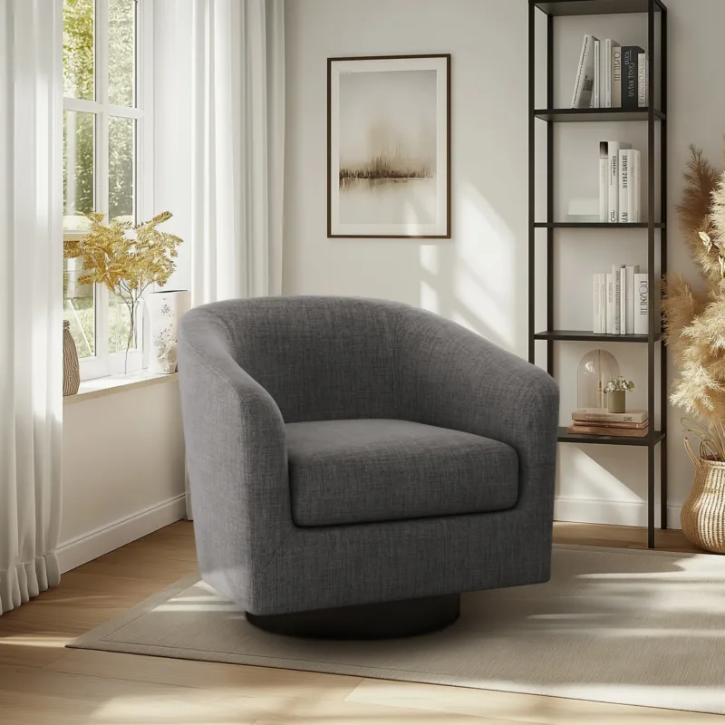 Cavian Mid-Century Modern Swivel Barrel Chair - Image 6
