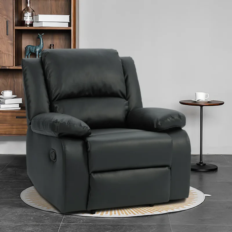 Nyxos Overstuffed Faux Leather Manual Recliner - Image 4