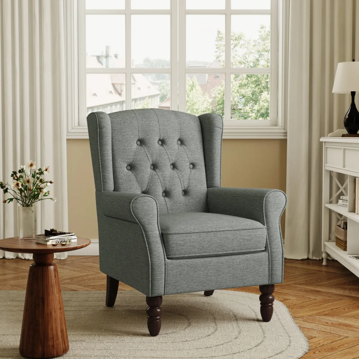 Orvale Button Tufted Upholstered Wingback Armchair - Image 3