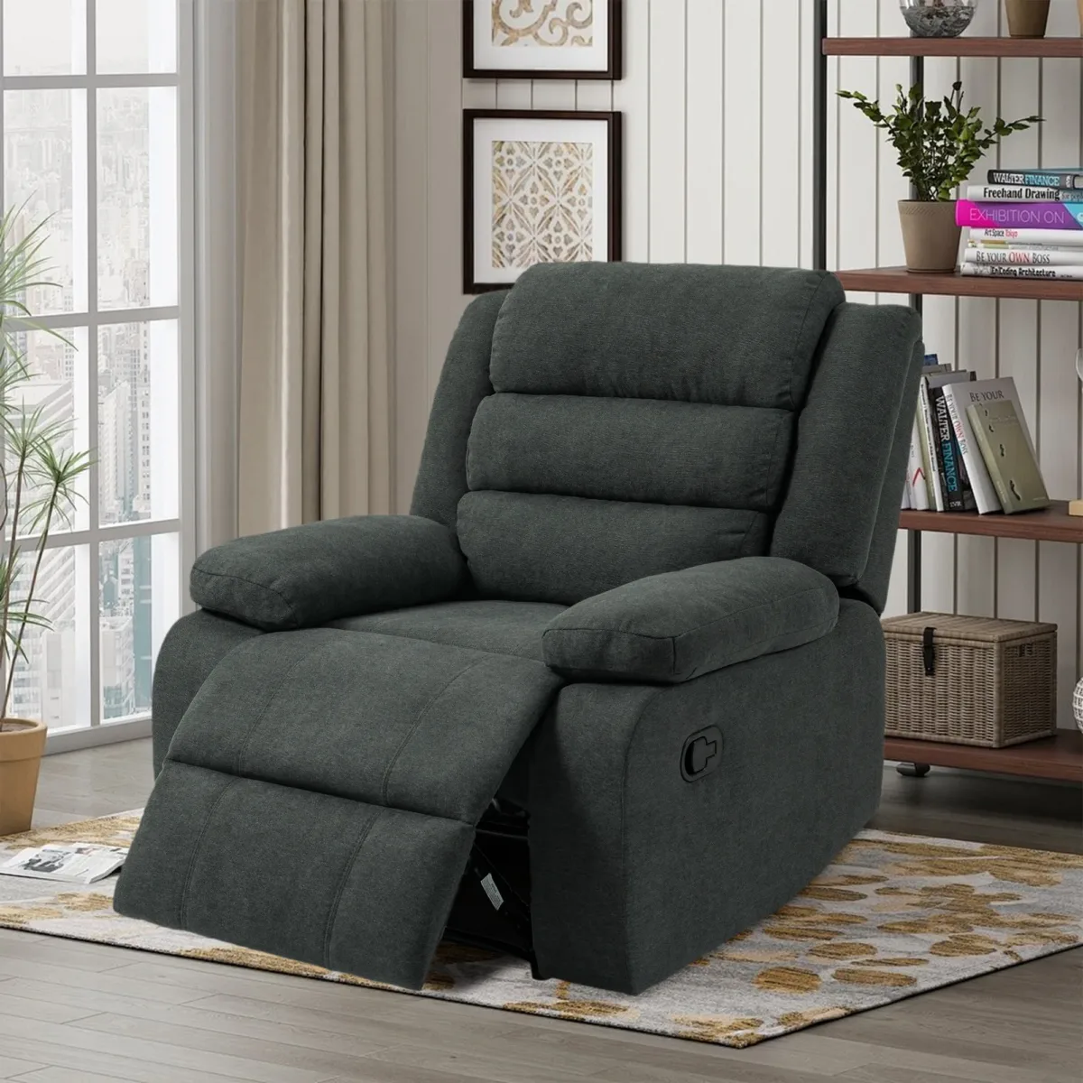 Faelor Modern Overstuffed Fabric Recliner - Image 8