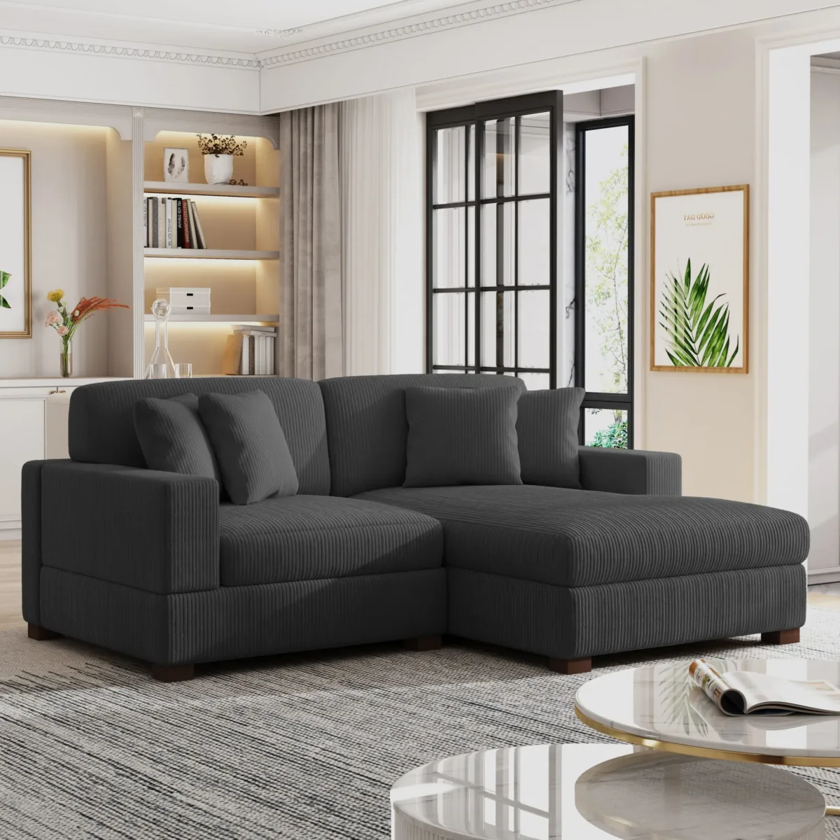 Phydra 2-Piece L-Shape Corduroy Sectional Sofa - Image 9