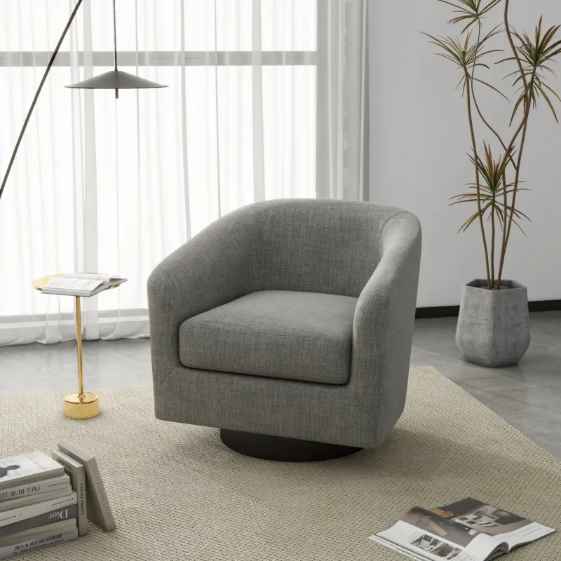 Cavian Mid-Century Modern Swivel Barrel Chair - Image 5