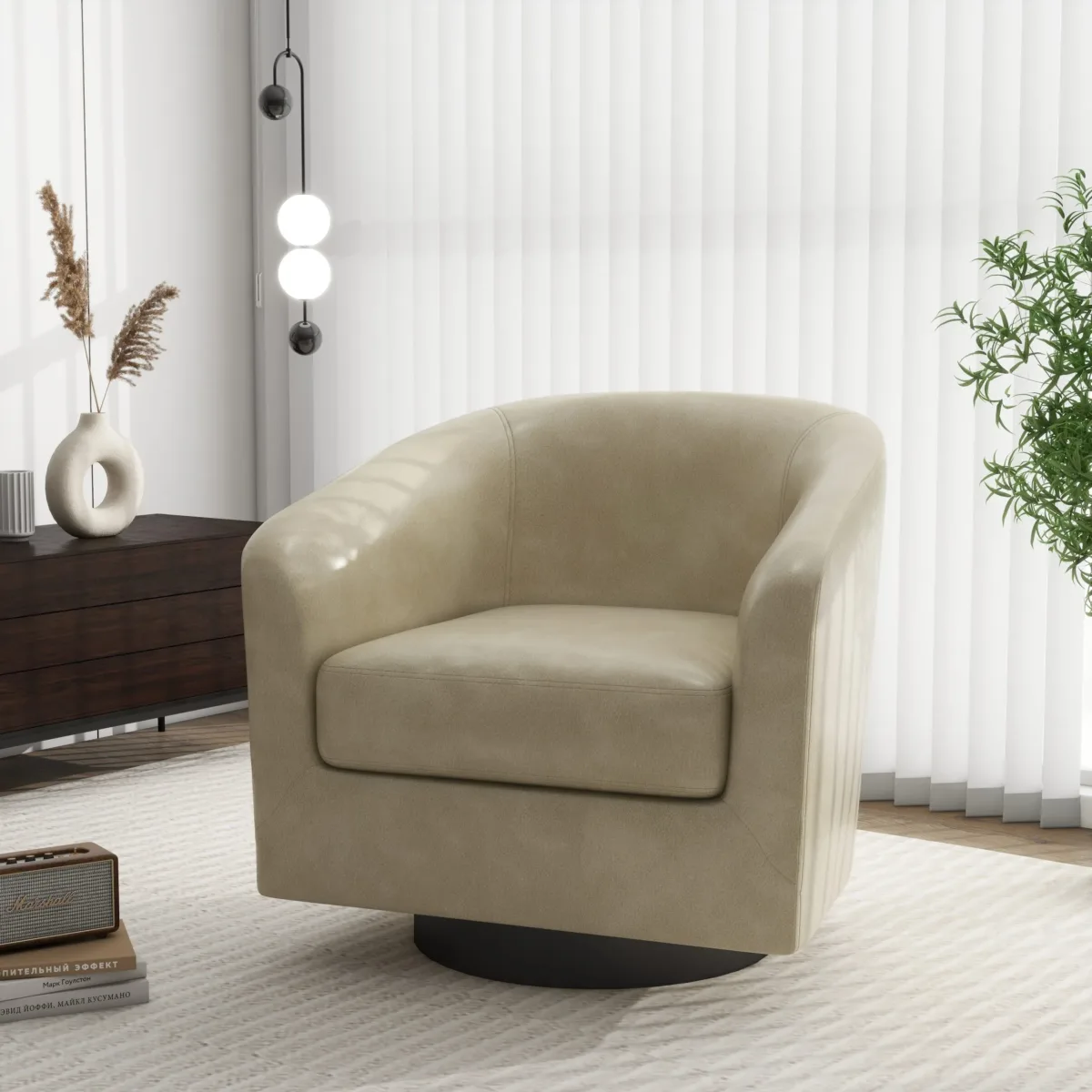 Cavian Mid-Century Modern Swivel Barrel Chair - Image 7
